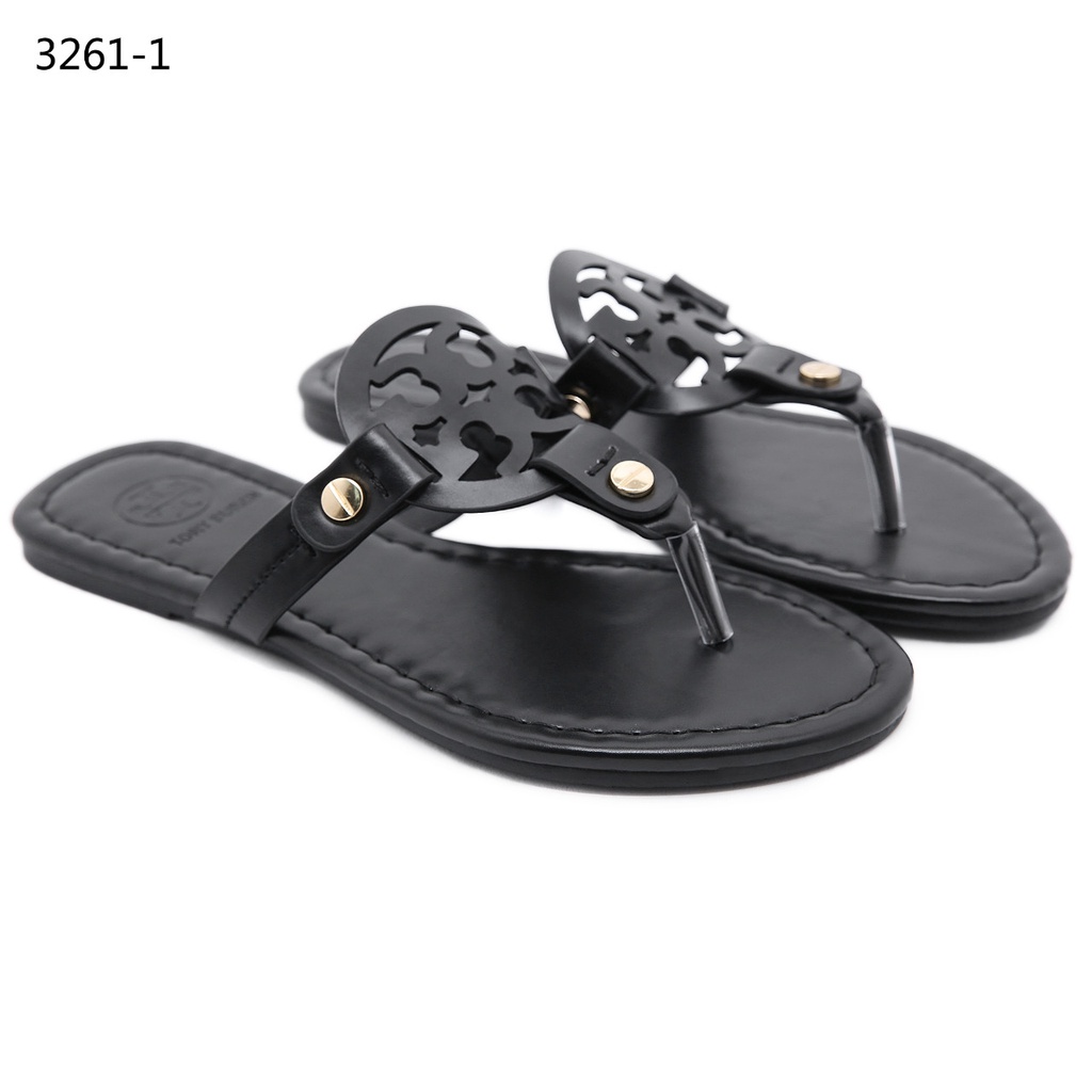 TBMiller Leather &amp; Snake-Print Logo Thong Sandals #3261-1