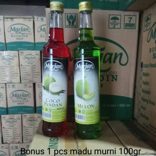 Sirup Marjan Boudoin Cocopandan Dan Melon Per Dus 12 Pcs Bonus 1 Pc Madu Murni 100gr Indonesia