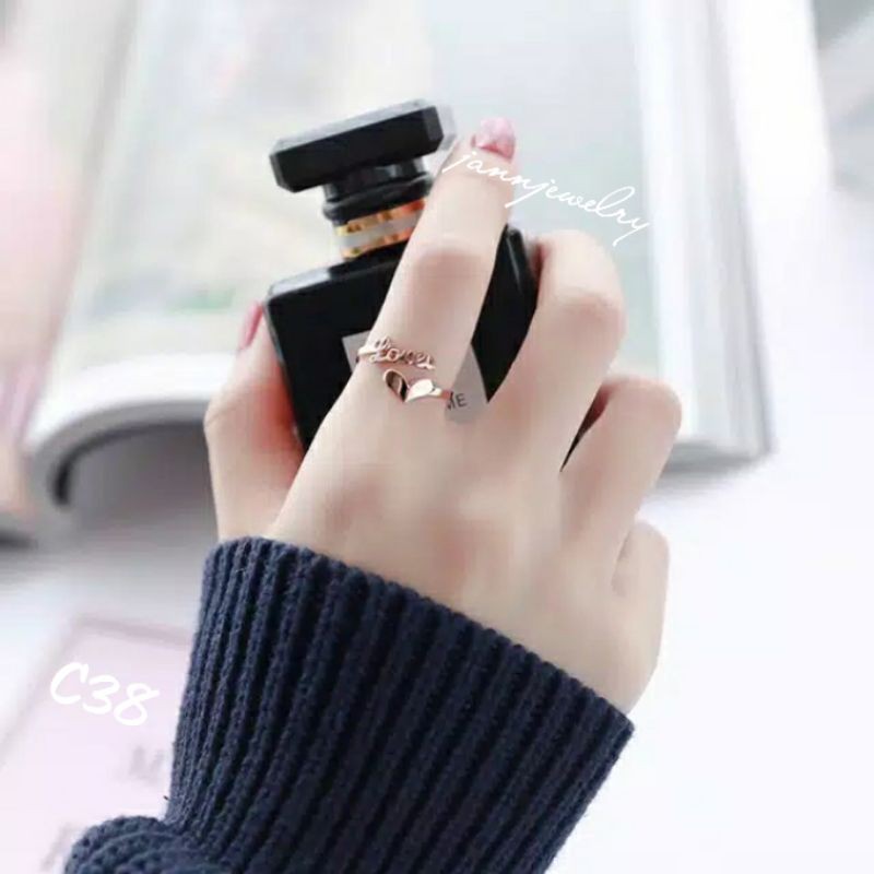 Cincin LOVE titanium asli anti karat size 567