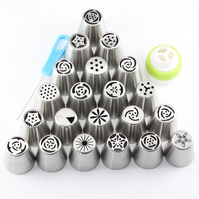 50 Pcs Pastry Nozzles Russian Tulip Icing Piping Tips Stainless Steel Rose Cream Bakeware Cupcake