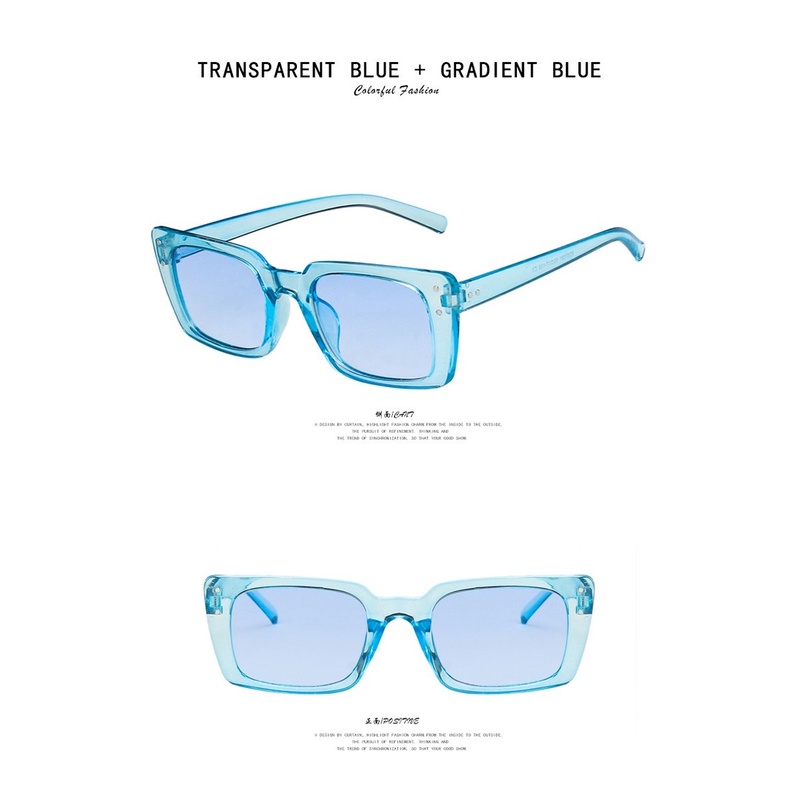 (YUZHU) TERSEDIA &amp; COD Kacamata Hitam Wanita Vintage Gaya Rectangle Kacamata Lensa warna Cewek Fashion Sunglasses