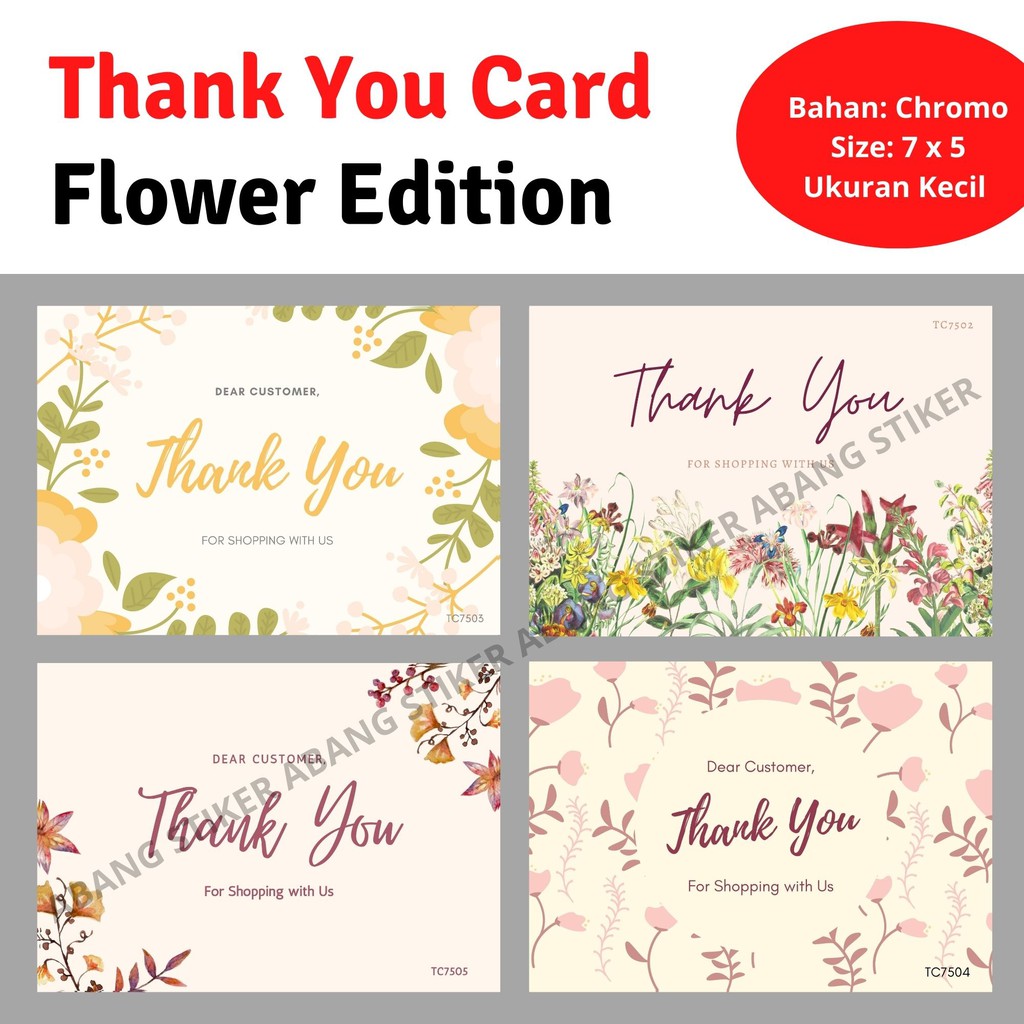 

Thank You Card Sticker / Stiker Kartu Ucapan Terima Kasih 7 x 5 cm - Flower Edition