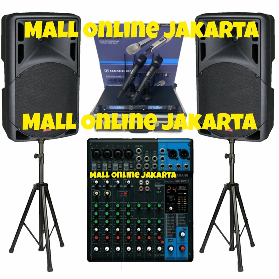 Paket Sound system Baretone 15 inch Mixer yamaha 1600 watt Aktif