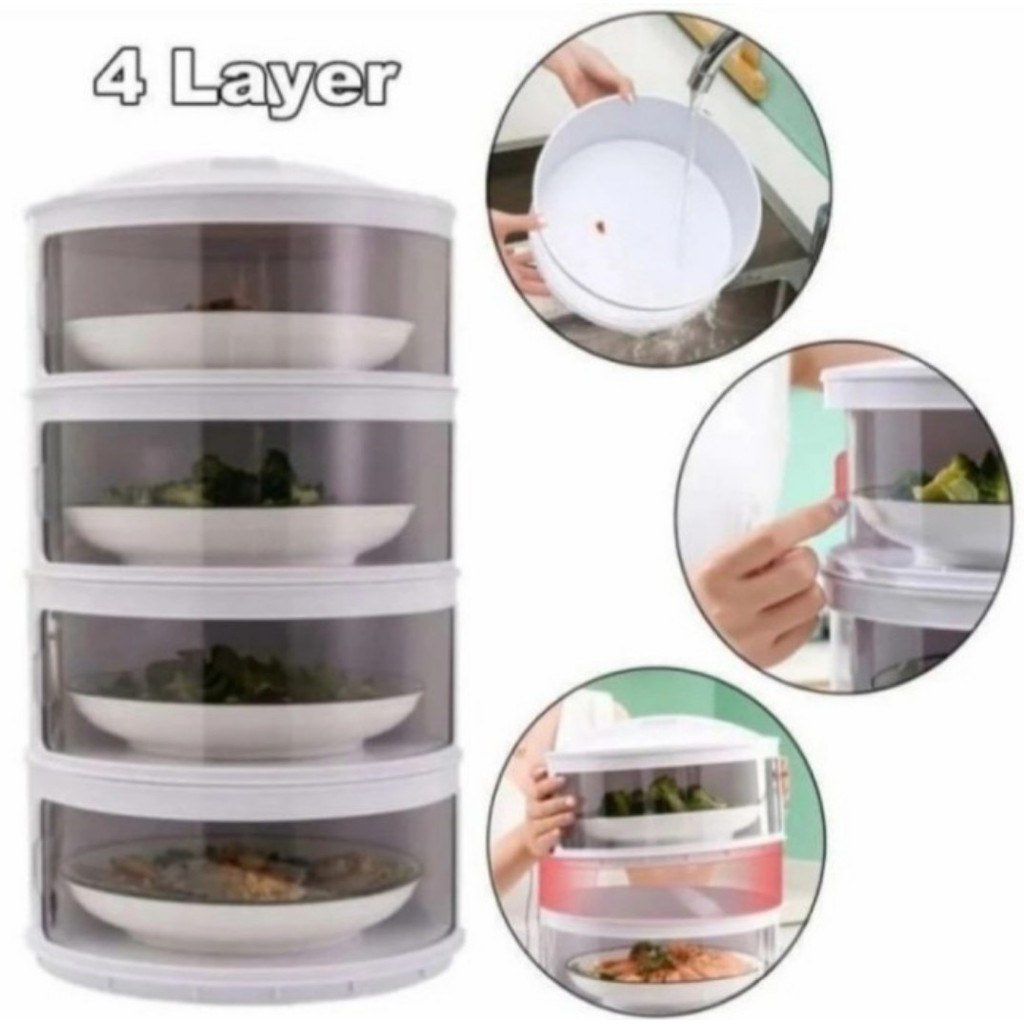 tudung saji 4 susun/tempat makanan 4susun/rak makanan 4 layer