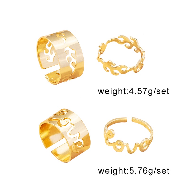 LRC Cincin Fashion Letter Set Letter Flame Ring Set