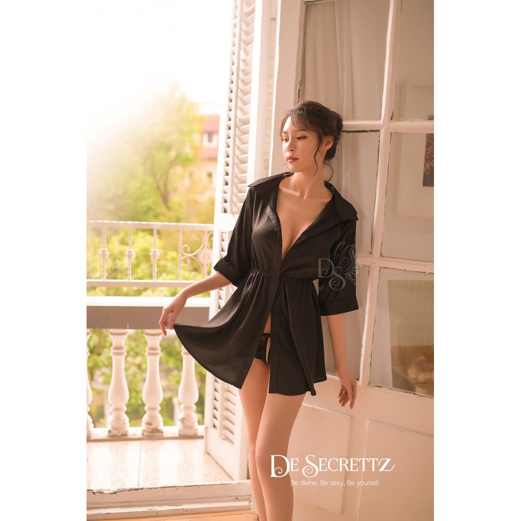 DeSecrettz FREYA Baju Tidur Wanita Dewasa Sexy Model Kemeja Dress, Includes G String