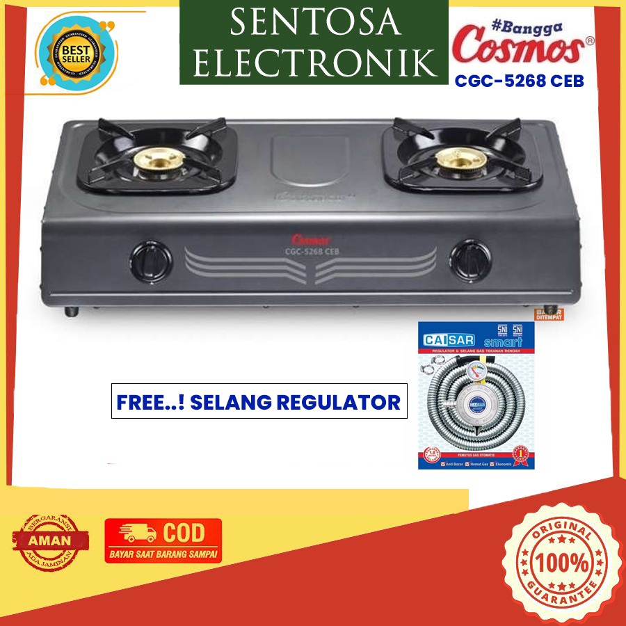 Cosmos CGC-5268 CEB Kompor Gas 2 Tungku Non-Stick Coating Anti Lengket CGC-5268CEB / CGC 5268 CEB
