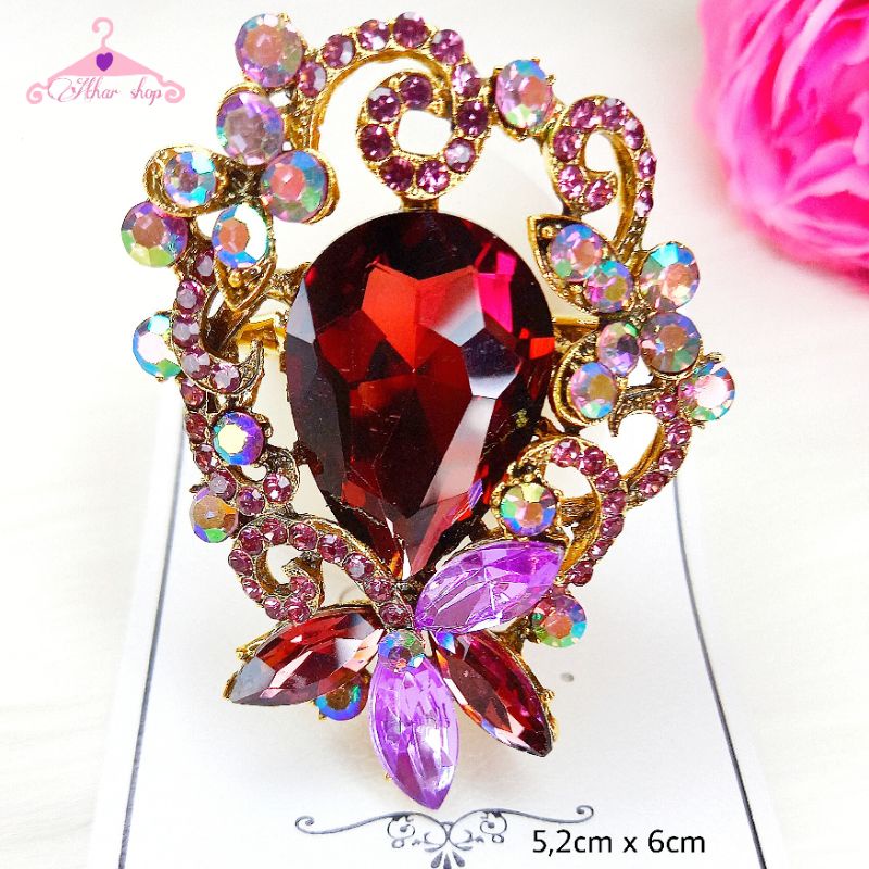 Athar Shop|Bros kristal diamond permata kilau imitasi/Brooch import premium mewah/bross hijab pesta