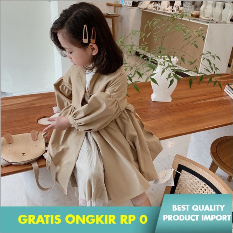 Gaun Anak Perempuan Anak  Putri Trench Coat      Korea Mos  Perempuan Impor