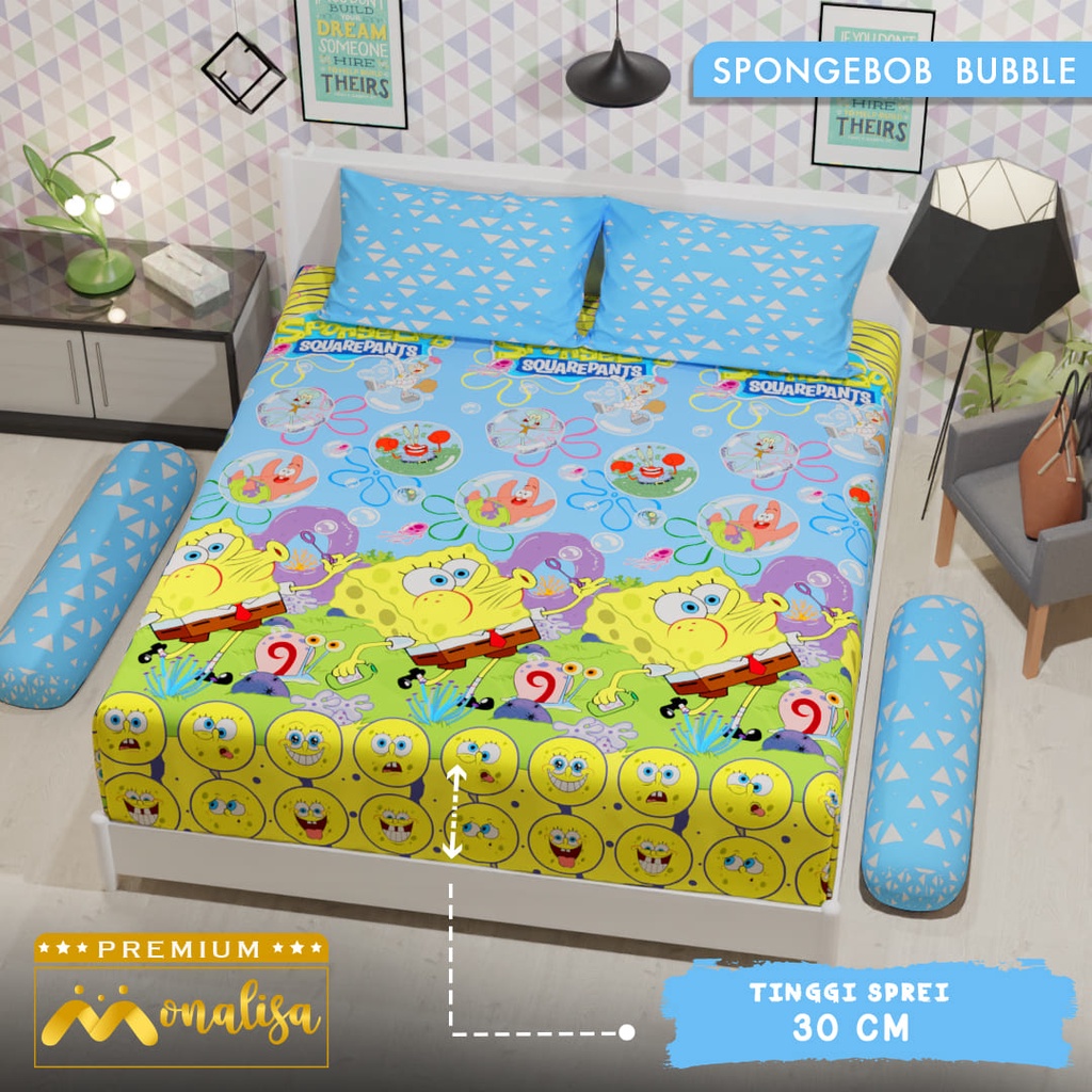 Monalisa Premium Sprei Uk 160/180 T 30 - Spongebob Bubble
