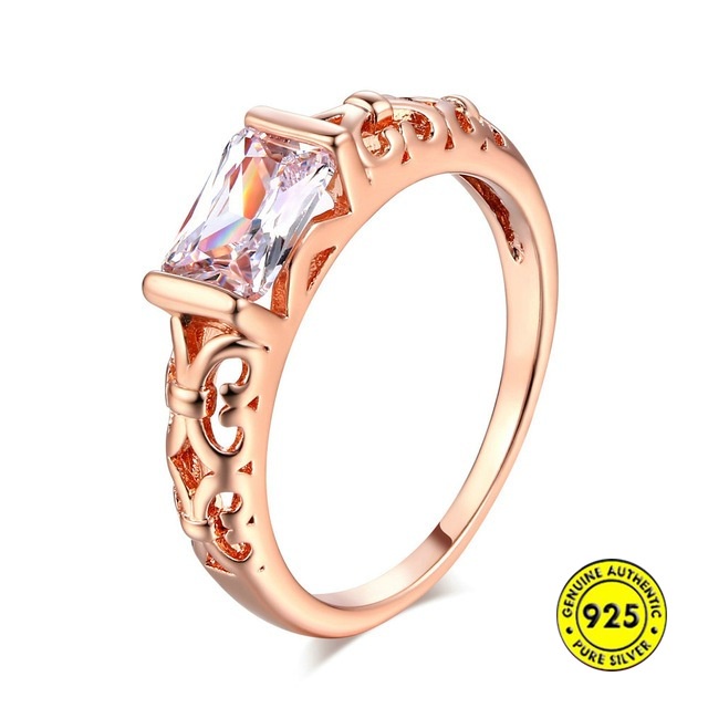 S925 Silver Accessories Rose Gold Hollow Ring