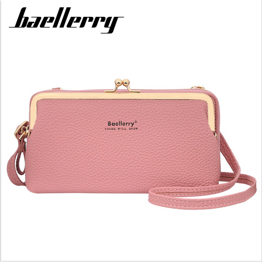 HS / Tas Selempang Kulit Wanita Dompet Cewek Multifungsi Tekstur Kulit Jeruk Baellerry N8599