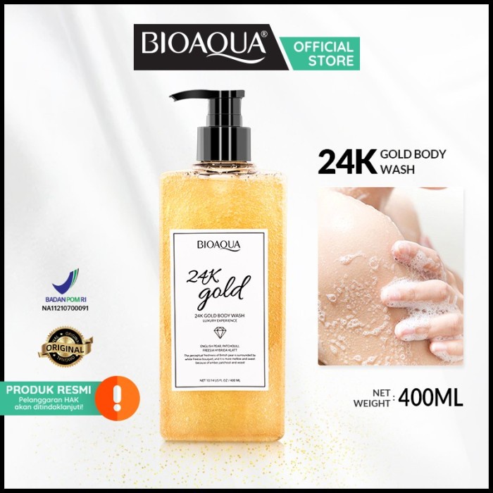 Sabun Mandi Cair Pemutih Badan BIOAQUA 24K Gold Body Wash 400ml Shower Gel