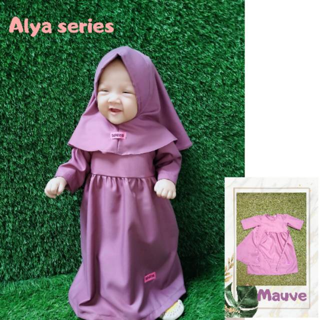 Gamis Bayi/anak perempuan Alya series by Daneena set gamis dan hijab size New born sampai 3 thn