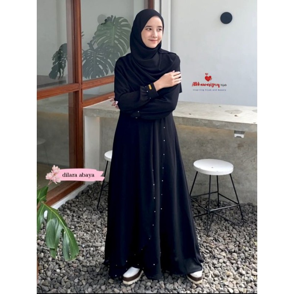 Set Dilara Abaya Black(Abaya + pashmina)