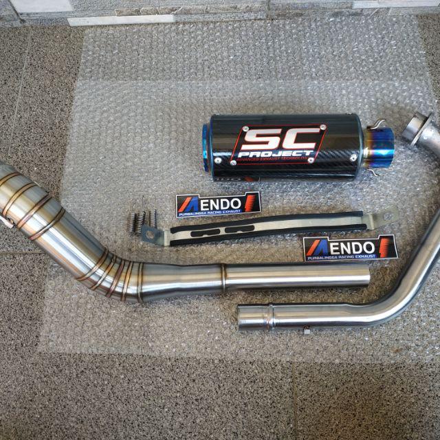 Knalpot Racing SC Project Vixion/R15/Xabre/Byson/Cb150r/Cbr150/Verza/Megapro/Sonic/Cs1/Satria Fu Dll-Biru karbon