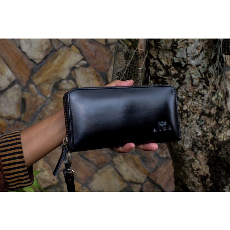 AIRA | Dompet Kulit Asli Wanita Dahlia Wallet Dompet Simple Tali Pendek Dompet Kartu