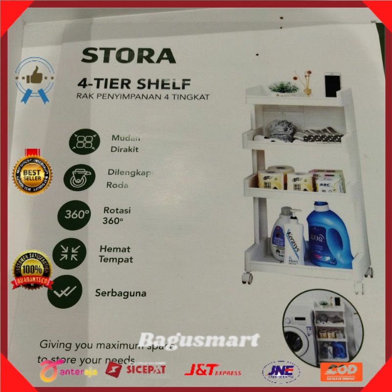 Krishome Rak Plastik 4 Tingkat - Putih/rak serbaguna/rak multifungsi