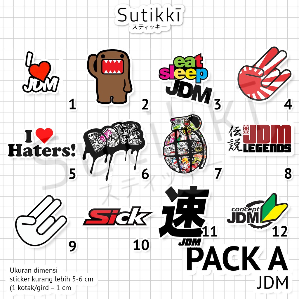 Sutikki | Sticker Pack Logo JDM Japan Domestic Market Culture Stiker Laptop Motor Mobil Jepang S1