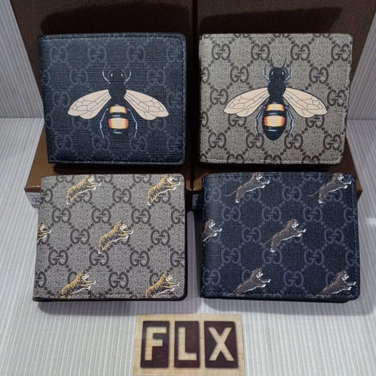 Dompet lipat pria print motif bee tiger + box