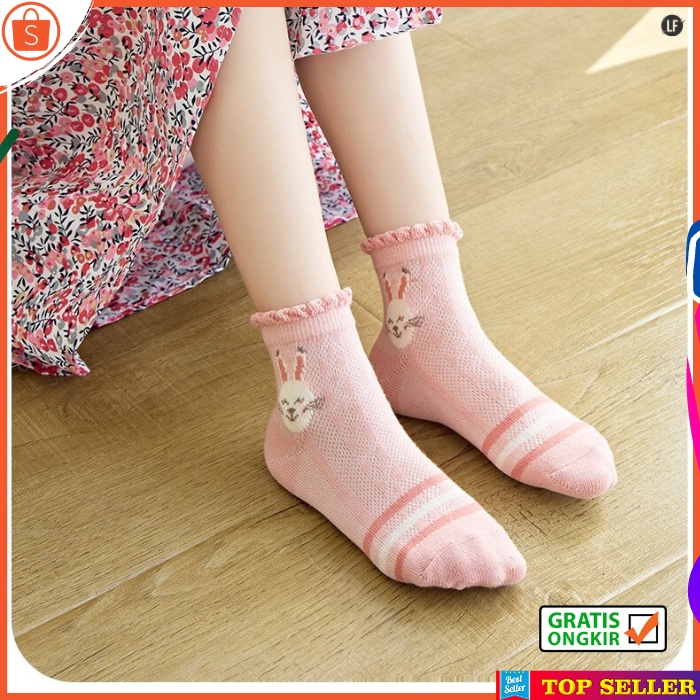 KAOS KAKI ANAK PEREMPUAN KOREA MOTIF KELINCI PINK RABBIT SOCK KIDS SEKOLAH USIA 1-7 TAHUN