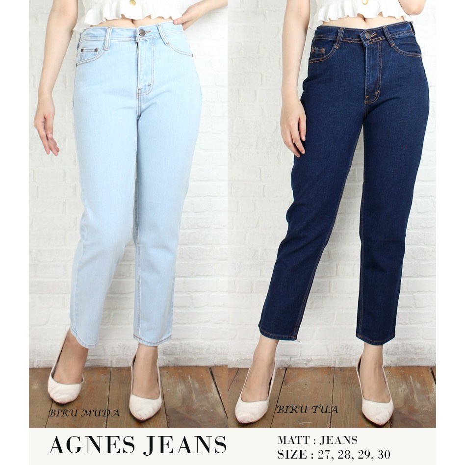 HipNop AGNES CELANA JEANS BOYFRIEND DENIM WANITA PLAIN POLOS CEWE CEWEK PAKAIAN WANITA BEST SELLER