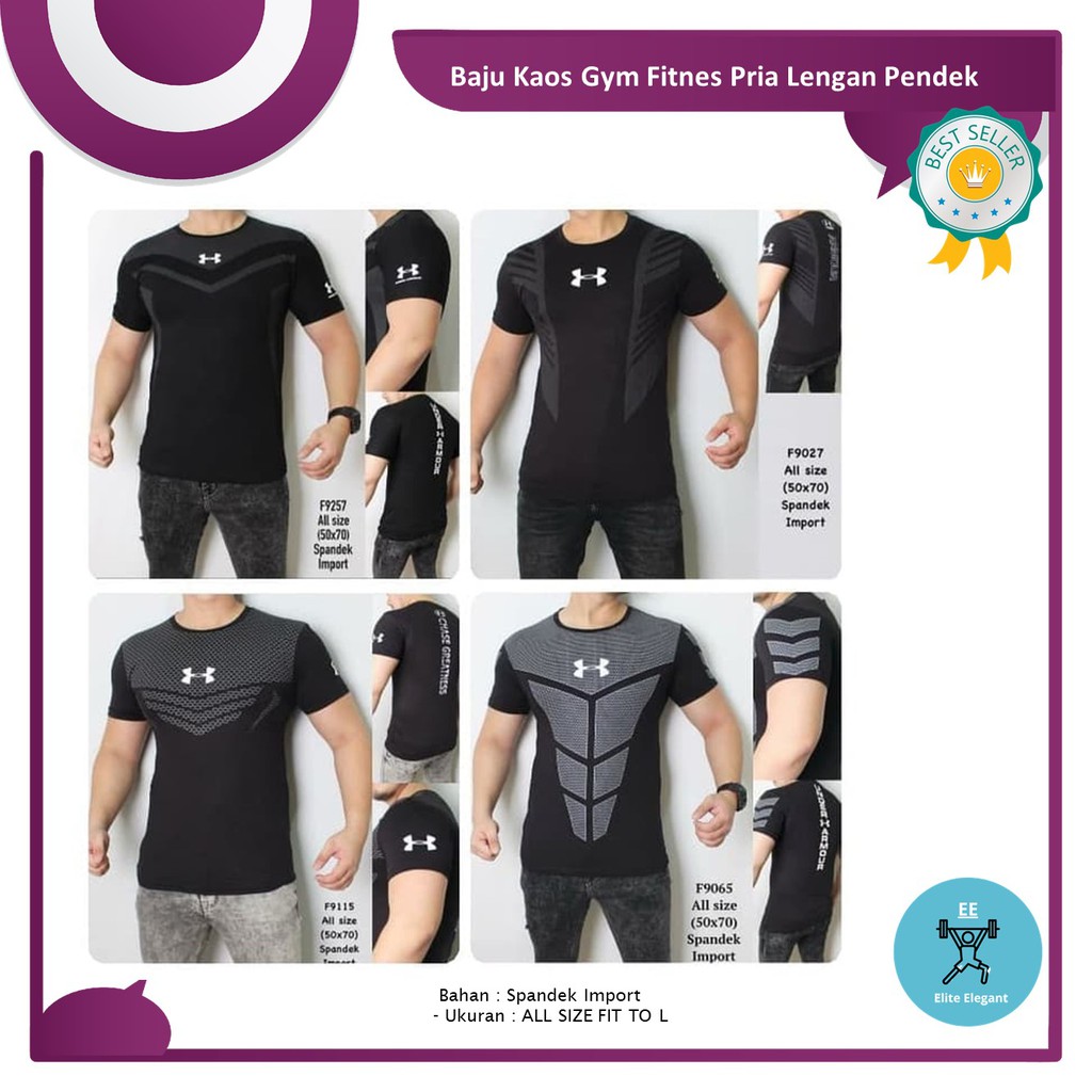 Kaos Baju Fitness Training Pria muslim Lengan Pendek