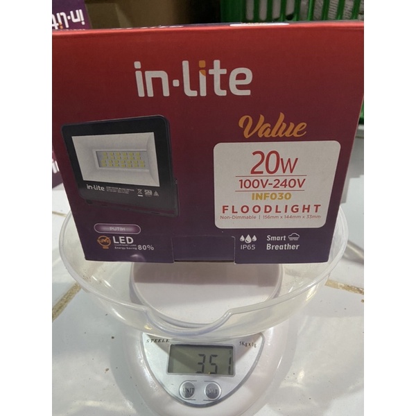 Lampu Sorot Led In-Lite 20 Watt/ Kap Sorot Led 030 Value 20 W Inlite cahaya putih