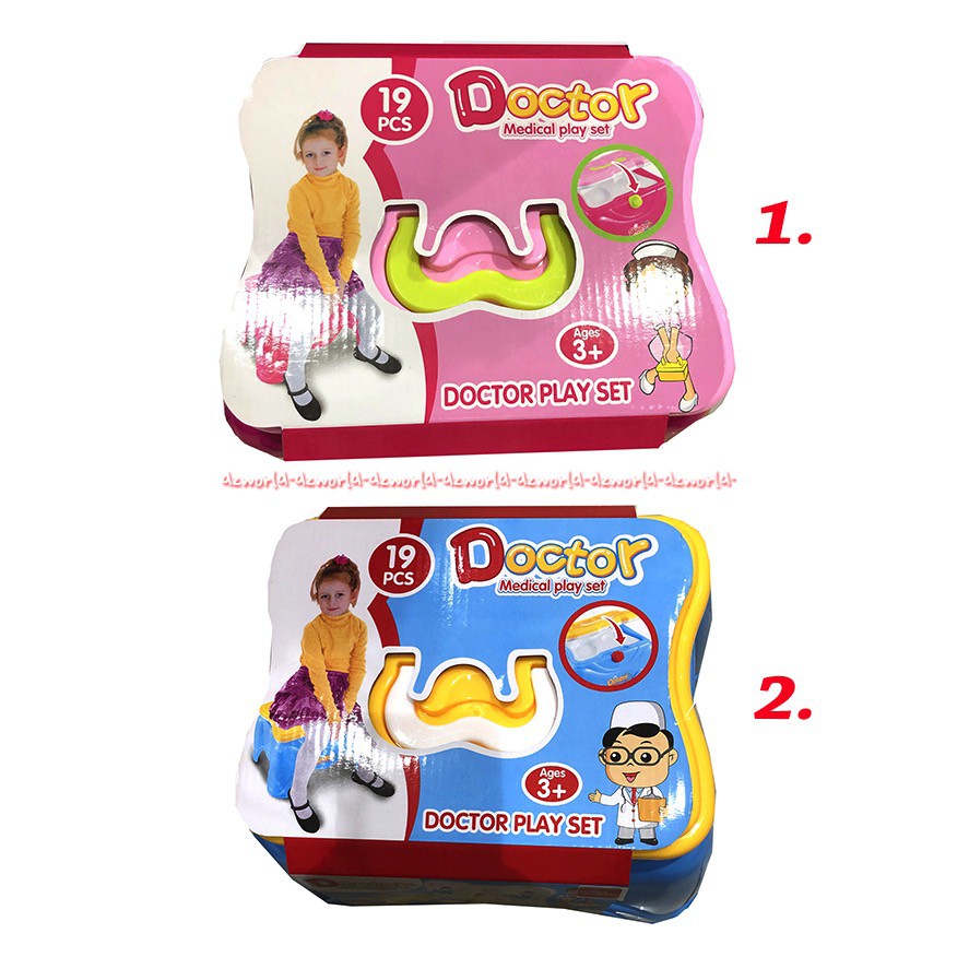 Doctor Medical Play Set Mainan Dokteran Dengan Kursi Warna Pink dan Biru 19pcs