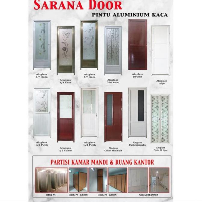 Pintu Kamar Mandi / Kamar Tidur Aluminium Motif Kaca Syasya.Mart