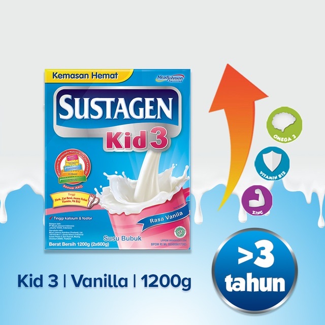 SUSTAGEN Kid 3+ Vanila 1200 gr Susu Pertumbuhan Anak 4-6 Tahun