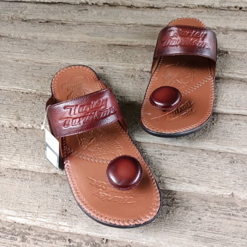 sandal Harley jepit coklat Tan kulit asli nyaman dipakai harga murah sol nya gak licin