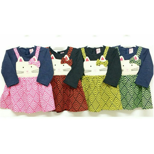 Mi Angel Baju Dress Lengan Panjang Anak Bayi Perempuan Salur Batik
