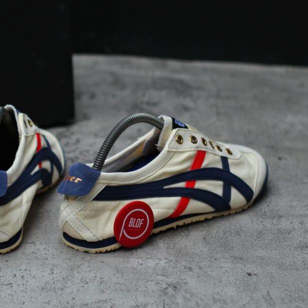 ☁ Asics Onitsuka Tiger Slip on Cream Navy merah Premium Import Vietnam Pria - Wanita (BISA ) ✤