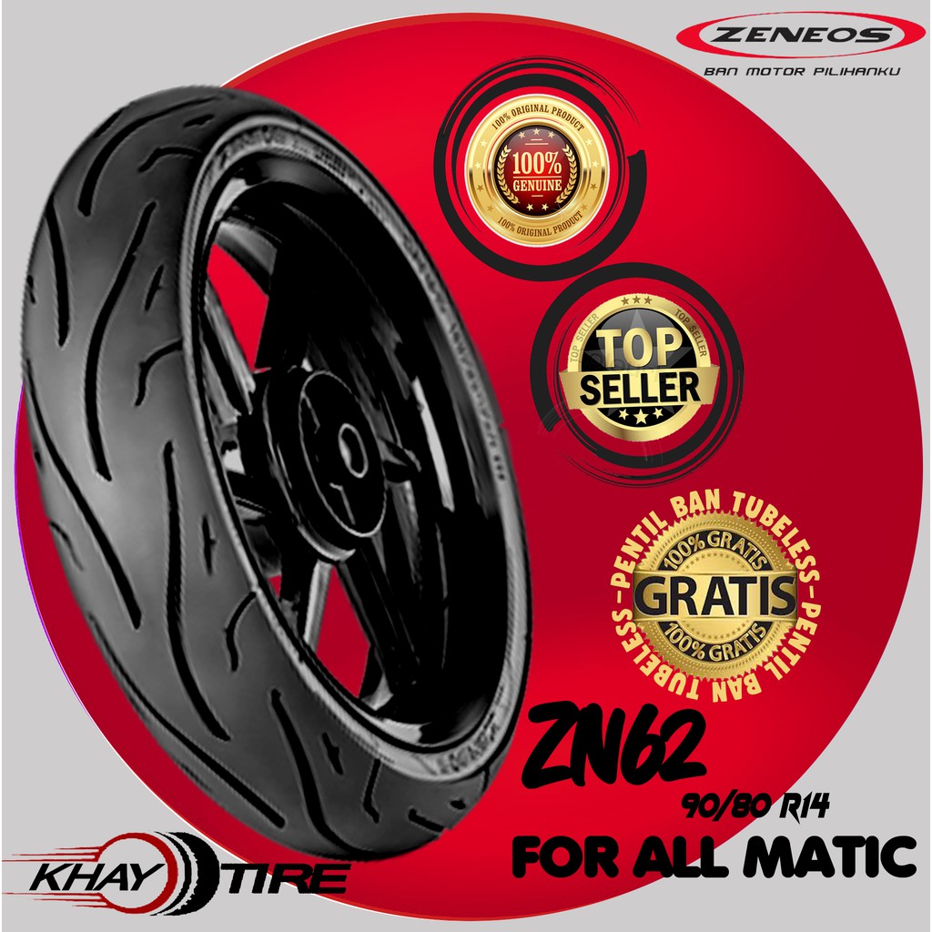  Ban  Motor  Matic  ZENEOS ZN62 90 80 Ring  14  Tubeless 