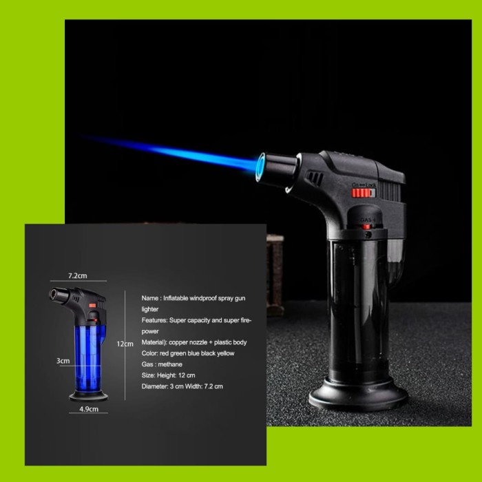 Korek api Gas Blow Torch Butane Serbaguna Torch Jet Windproof - Black