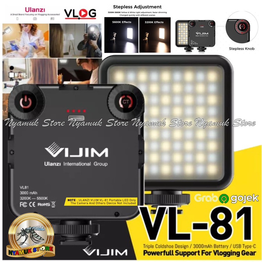 Lampe Vidéo LED Bicolore VIJIM VL81 Pour Appareil Photo - CRI95, 3200K-5600K Réglable - Batterie Intégrée 3000mAh