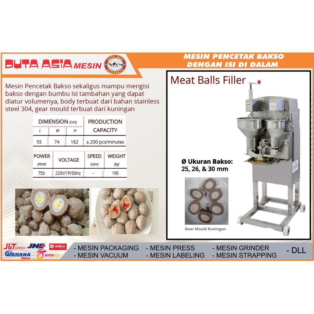 MESIN PENCETAK BAKSO DENGAN ISIAN DI DALAM BAKSO