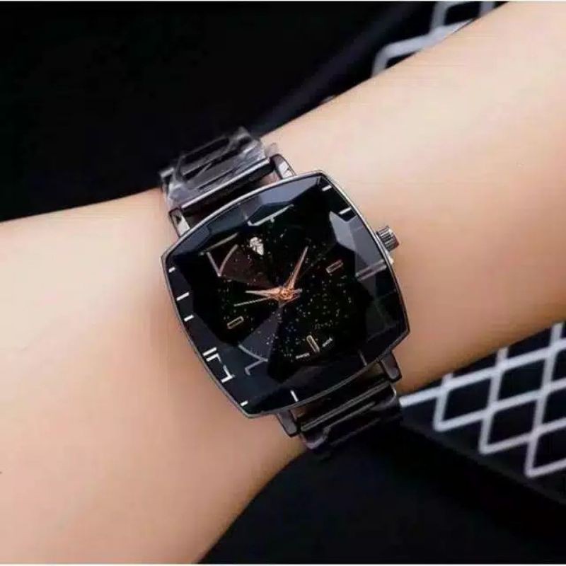 Jam Tangan Wanita Analog Korean Fashion Diyoor Balok Persegi Strap Rantai