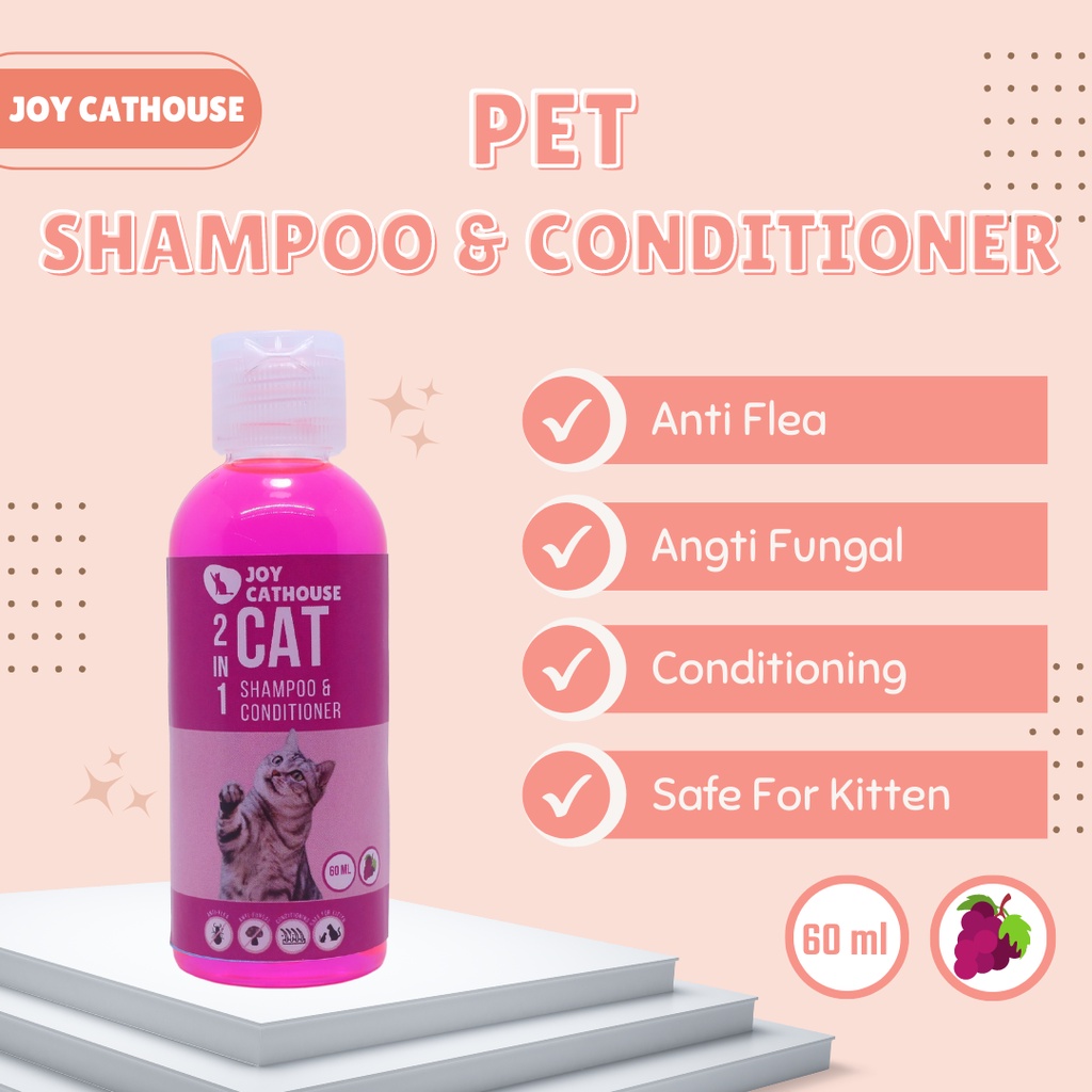 Shampo Joy Cathouse 60ml Kucing Sampo Anti Kutu Jamur ANTI FLEA &amp; TICK Shampo Kucing, Anjing dan Hewan Berbulu Lainnya