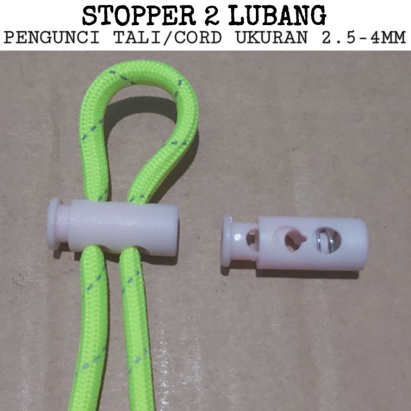 Stopper Tali Stoper Botol 2 Lubang Tali Serut Cord Lock Pengunci Tali Masker