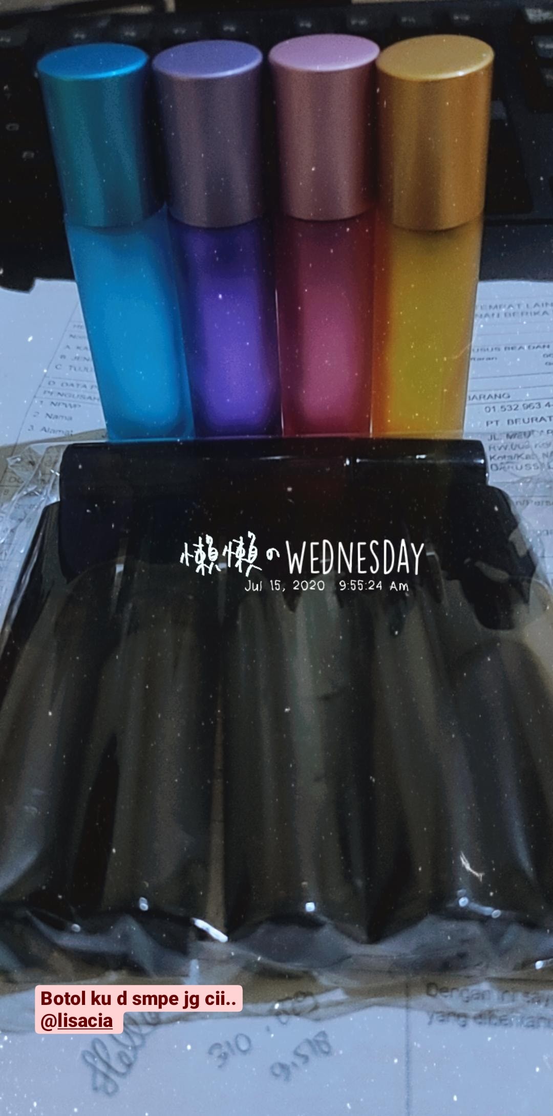 Botol Kaca Roll On Pastel 10ml Dengan Tutup Warna Sama