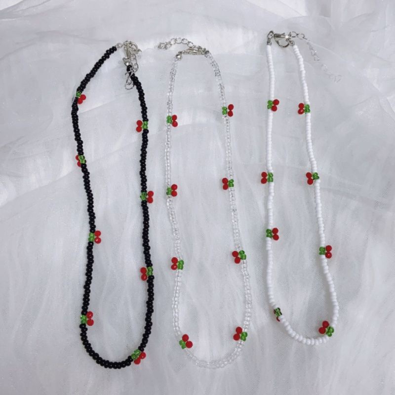 Kalung Manik Wanita Hiasan Bandul Cherry Import Gaya Korea Fancy / Kalung Mute Mote