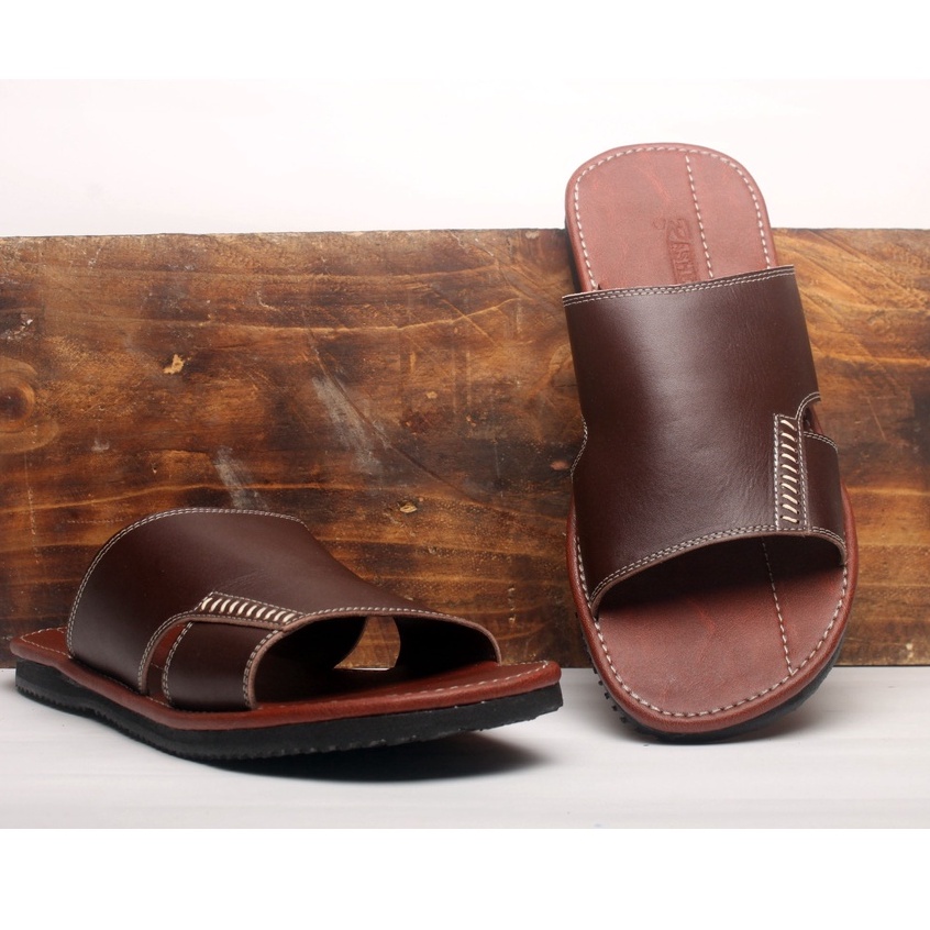 Sandal Kasual Pria Kulit Asli Rasheda Gr 42 Slide Kokop Big Size