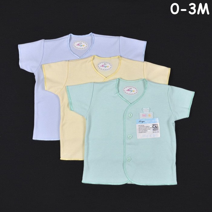 MIYO 1 Pcs Baju Lengan Pendek Bayi WARNA BKH Newborn (0-6M) | Baju Bayi