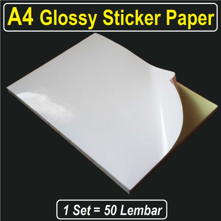 

A4 Kertas Sticker Stiker Glossy Paper - 50 Lembar