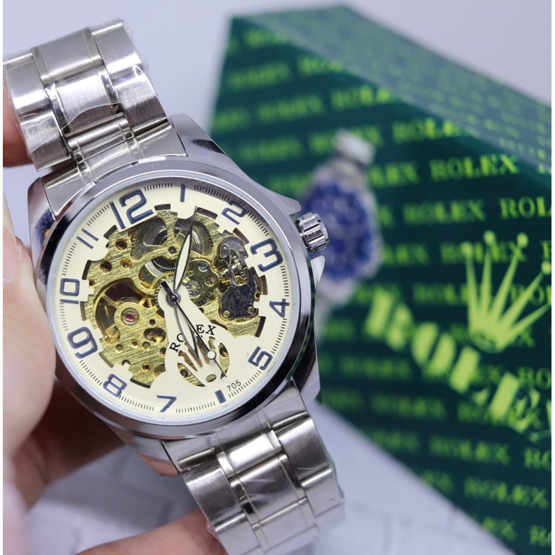 Jam Tangan Pria Rolex Automatic Full Silver Stainless Steel