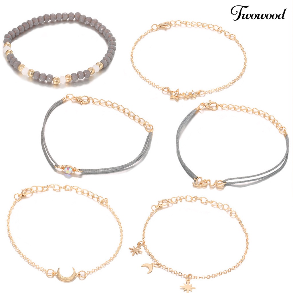 1 Set Gelang Bahan Alloy Tahan Korosi Untuk Wanita