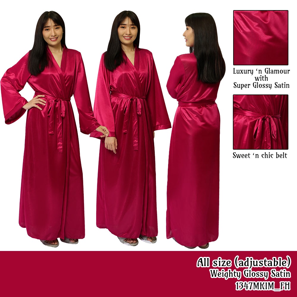 FOLVA kimono baju tidur satin 1347MKIM maroon all size