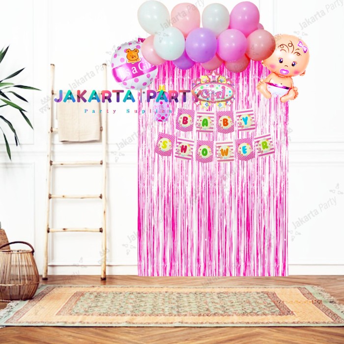 Paket dekorasi baby shower pink / paket baby shower / paket baby girl
